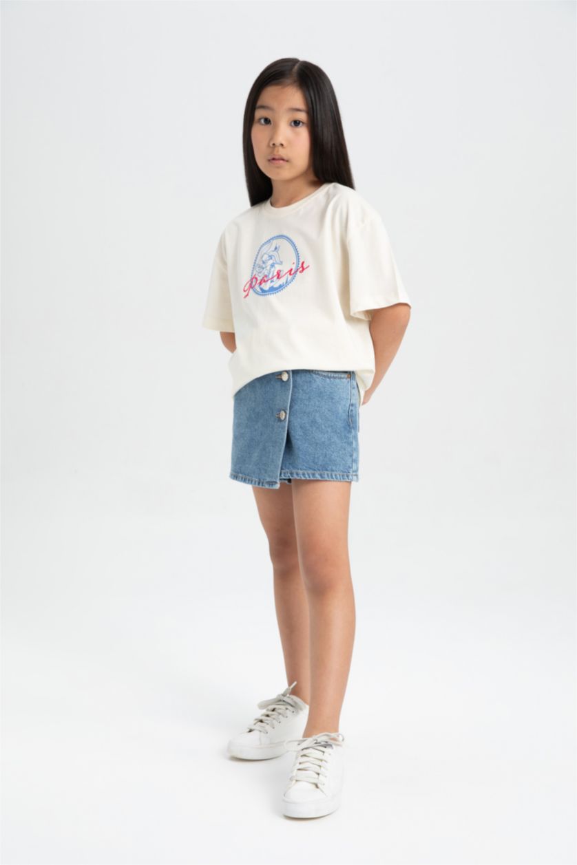 GIRLS & TEENS Ecru Girl Looney Tunes Oversize Fit Crew Neck Short Sleeve T-Shirt