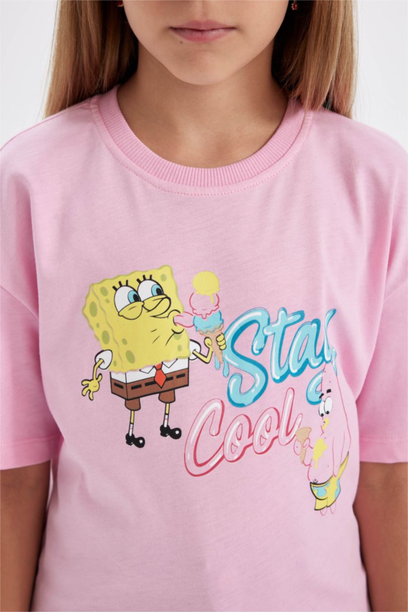 GIRLS & TEENS Pink Girl SpongeBob Relax Fit Short Sleeve T-Shirt