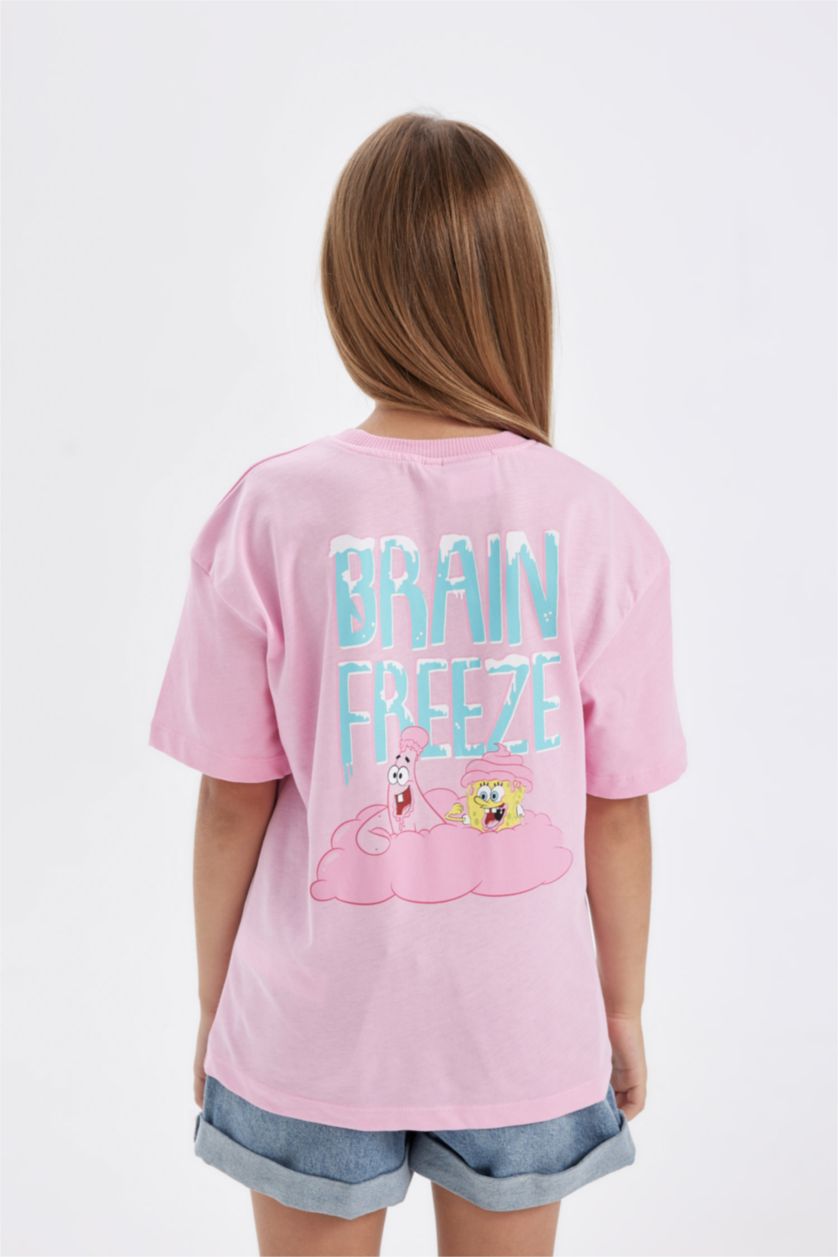 GIRLS & TEENS Pink Girl SpongeBob Relax Fit Short Sleeve T-Shirt