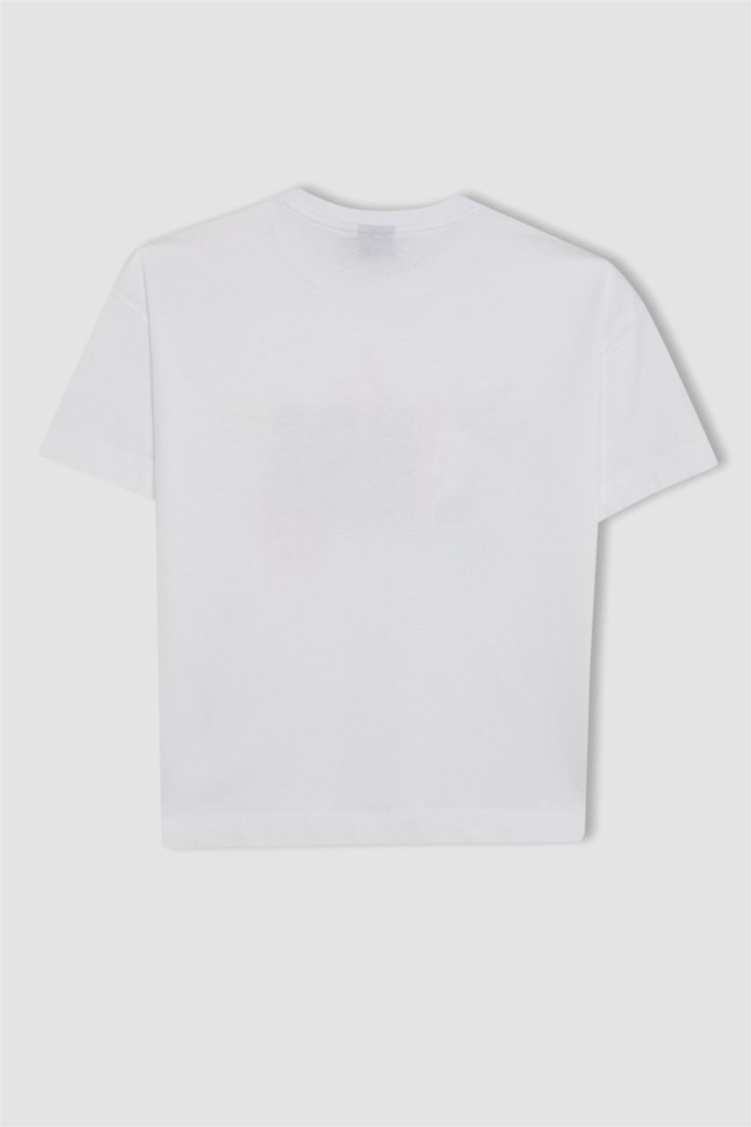 Kız Çocuk - Genç Kız Beyaz Kız Çocuk NBA Wordmark Oversize Geniş Kalıp Bisiklet Yaka Kısa Kollu Tişört