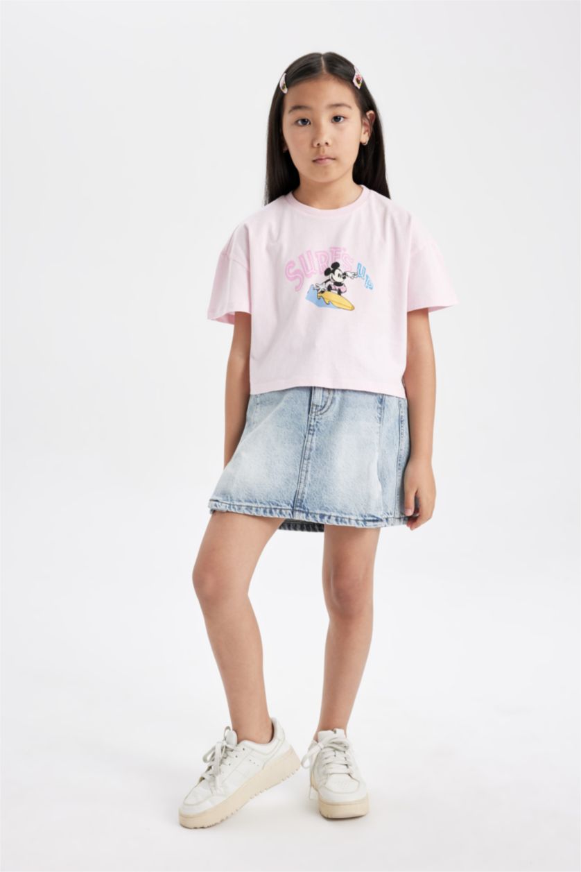 GIRLS & TEENS Light Pink Girl Disney Mickey & Minnie Crew Neck Short Sleeve T-Shirt