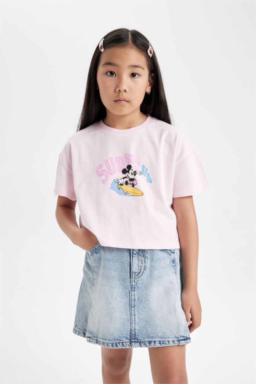 GIRLS & TEENS Light Pink Girl Disney Mickey & Minnie Crew Neck Short Sleeve T-Shirt