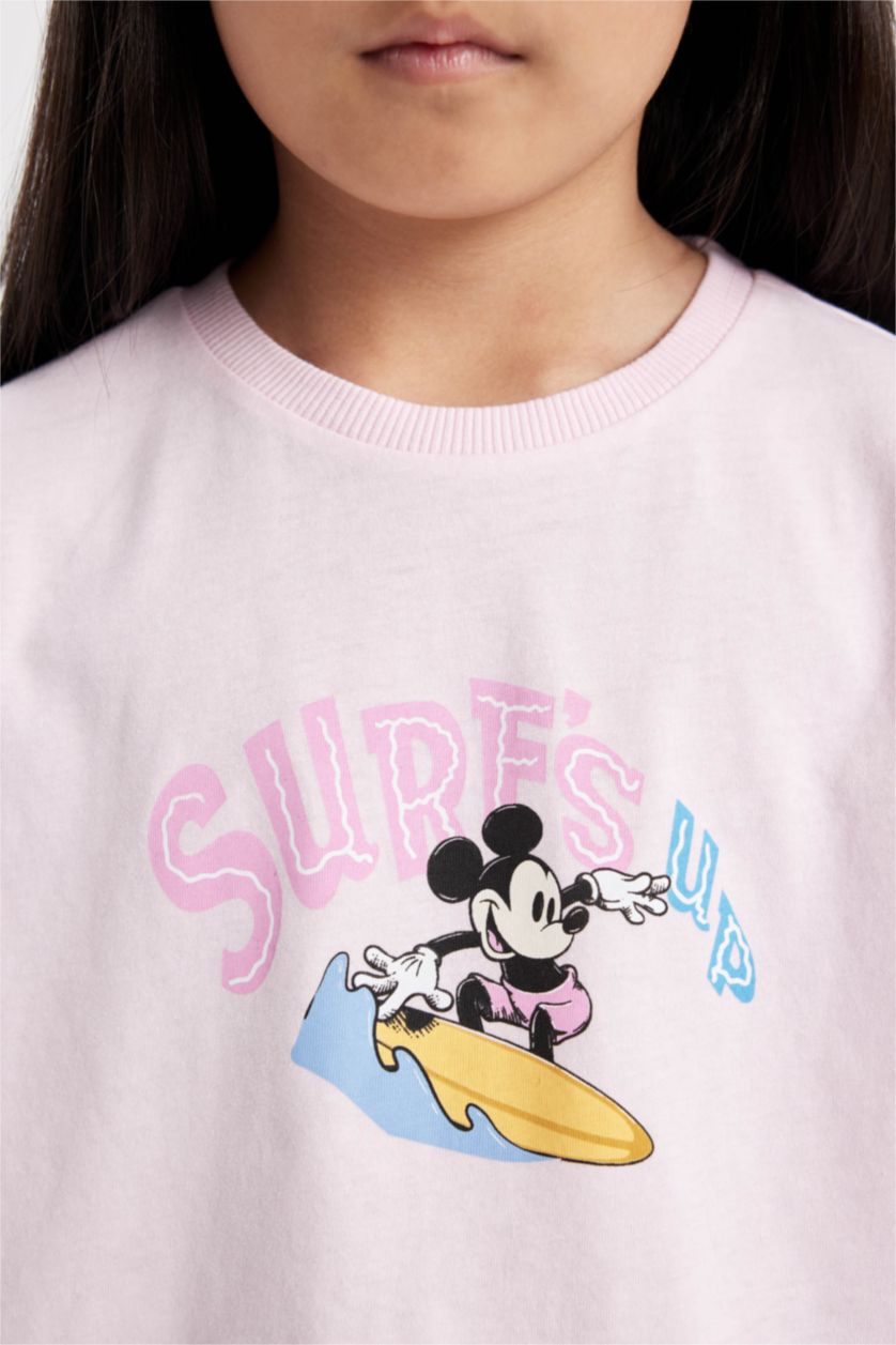 GIRLS & TEENS Light Pink Girl Disney Mickey & Minnie Crew Neck Short Sleeve T-Shirt