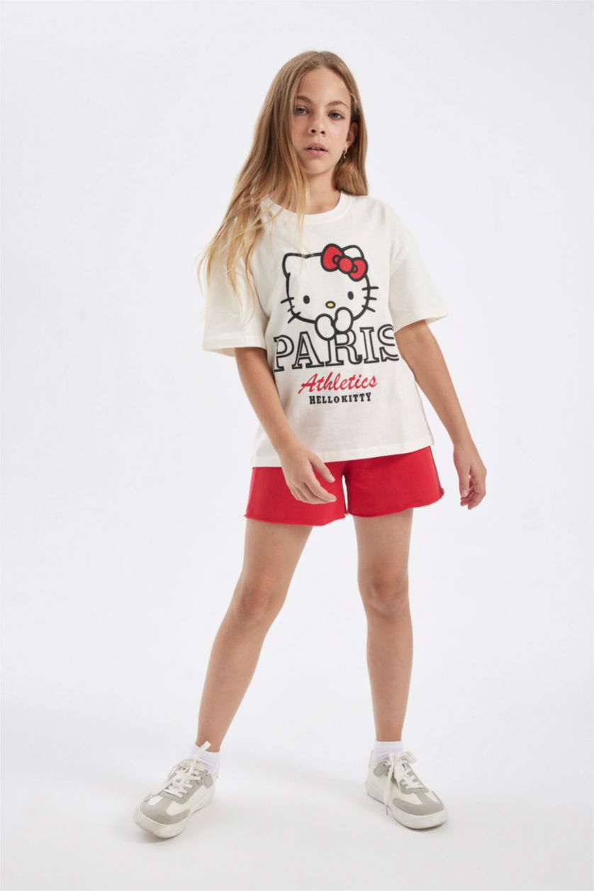 Girls & Teens Ecru Girls Hello Kitty Relax Fit Short Sleeve T-Shirt