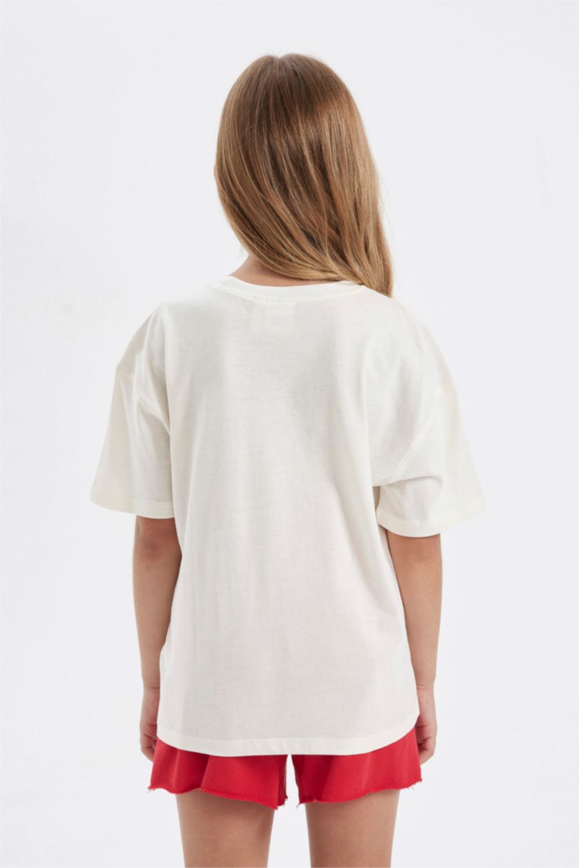 Girls & Teens Ecru Girls Hello Kitty Relax Fit Short Sleeve T-Shirt