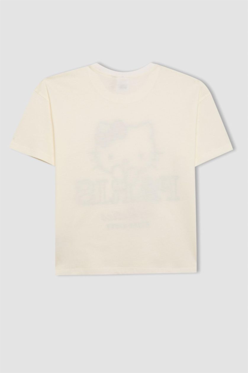 Girls & Teens Ecru Girls Hello Kitty Relax Fit Short Sleeve T-Shirt