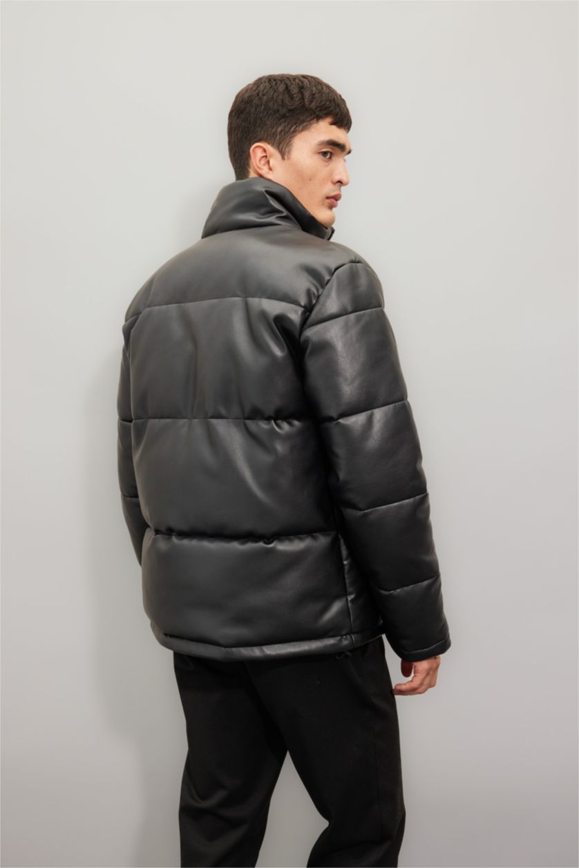 MAN Black Zipper Faux Leather Jacket