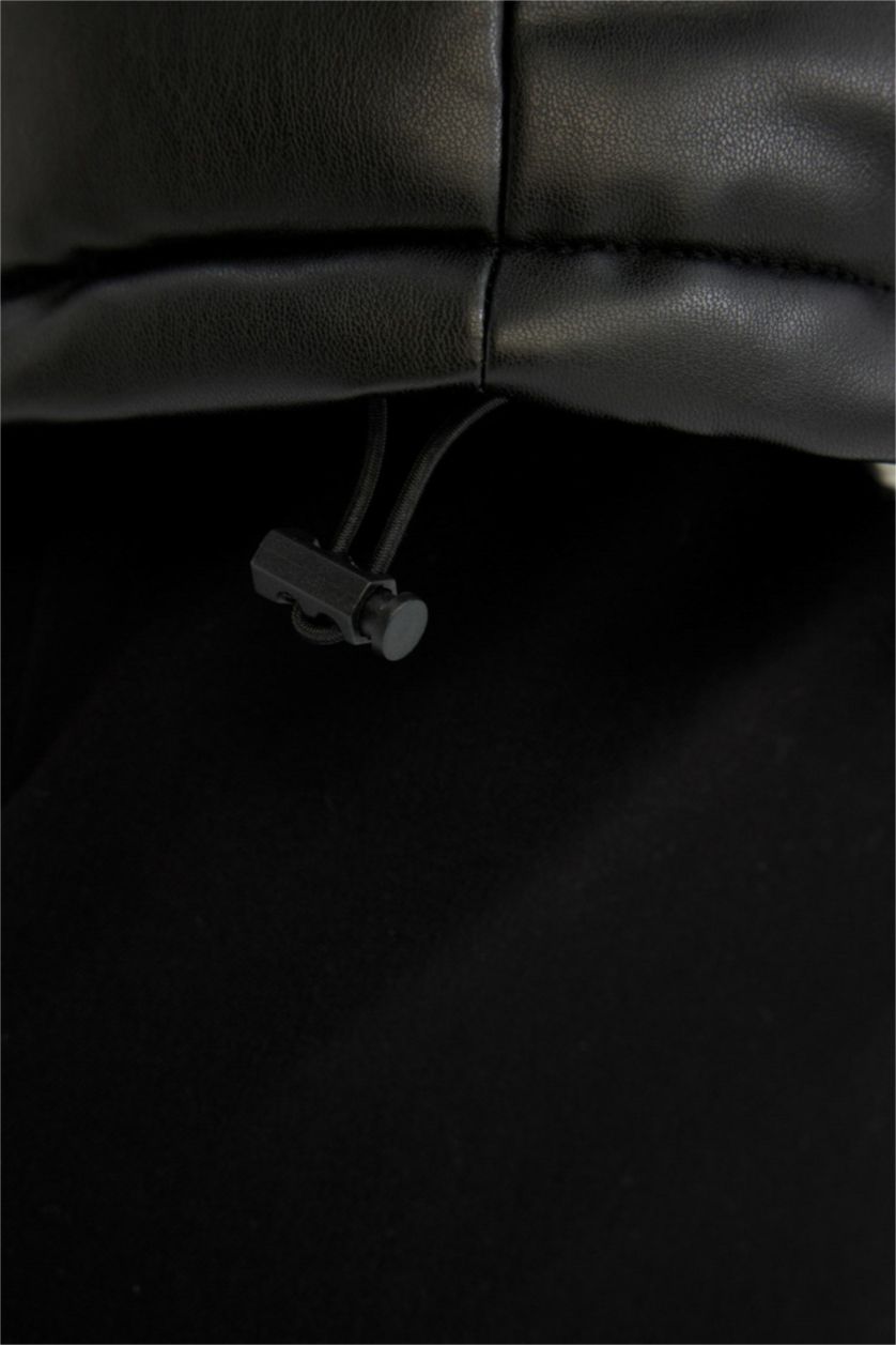 MAN Black Zipper Faux Leather Jacket