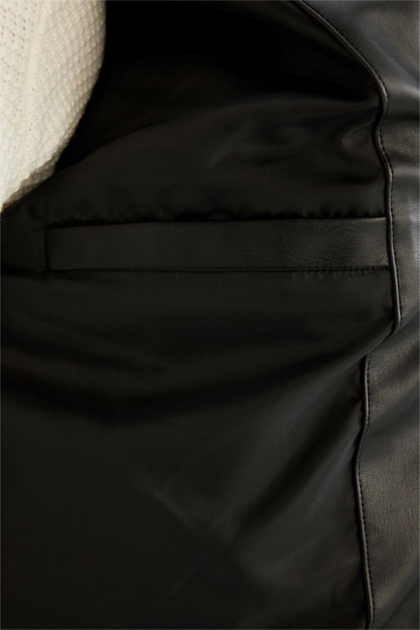 MAN Black Zipper Faux Leather Jacket