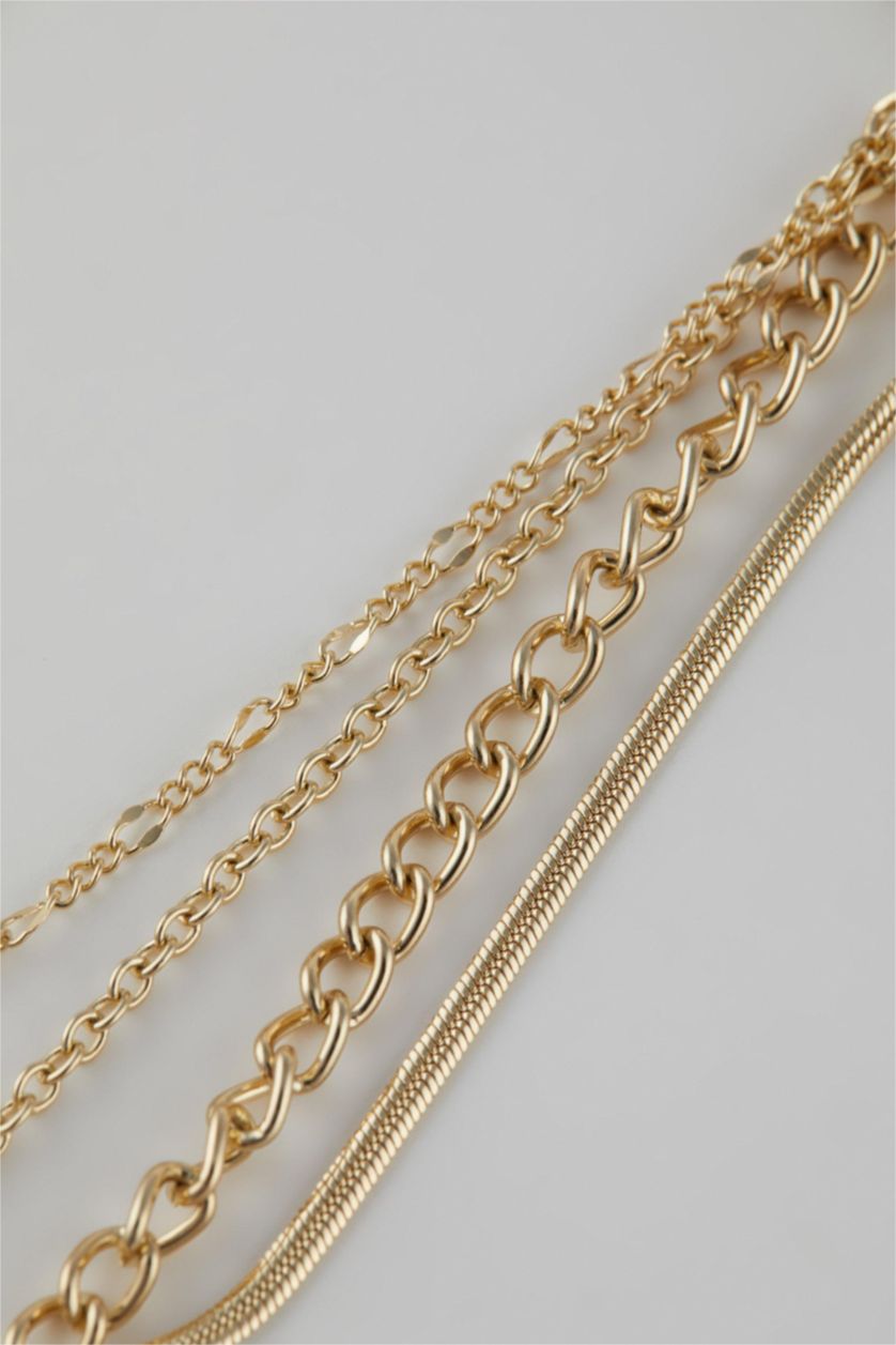 WOMAN Altın Woman 4 Piece Gold Necklace with Heart Detail