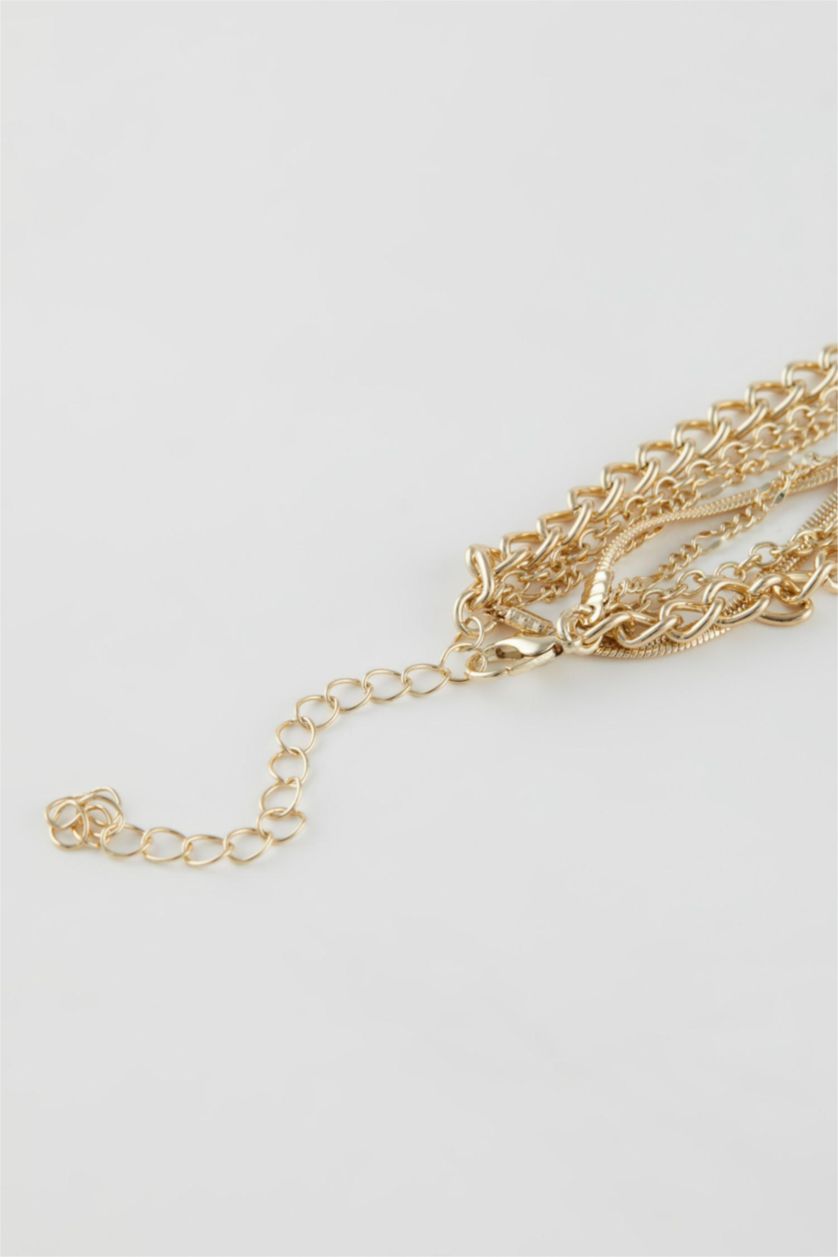 WOMAN Altın Woman 4 Piece Gold Necklace with Heart Detail