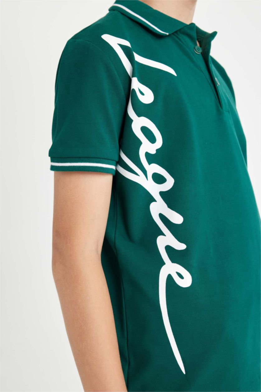 أولاد أخضر غامق تيشيرت بولو ولادي نص ردن بيكة قصة عادية