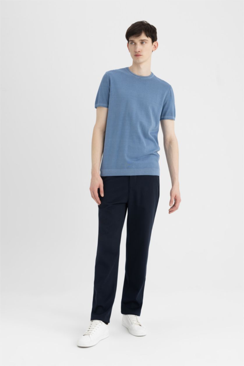 MAN Light Indigo Standard Fit Short Sleeve Knit Polo Shirt