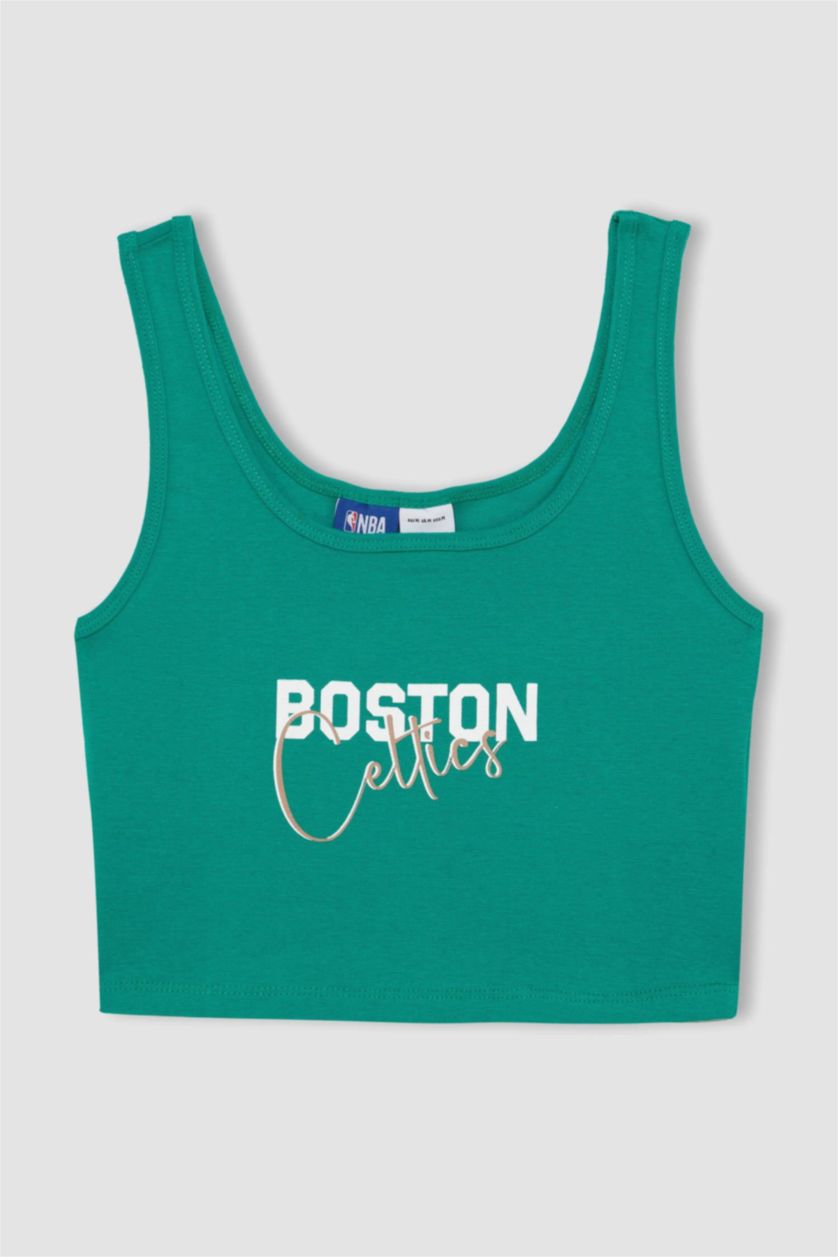 FEMME Vert Débardeur Crop NBA Boston Celtics à Col Rond de DeFacto Fit