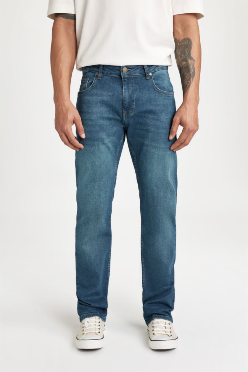 HOMME Vert Foncé Pantalon Jean coupe régulière Sergio Jambe Droite Taille Normale