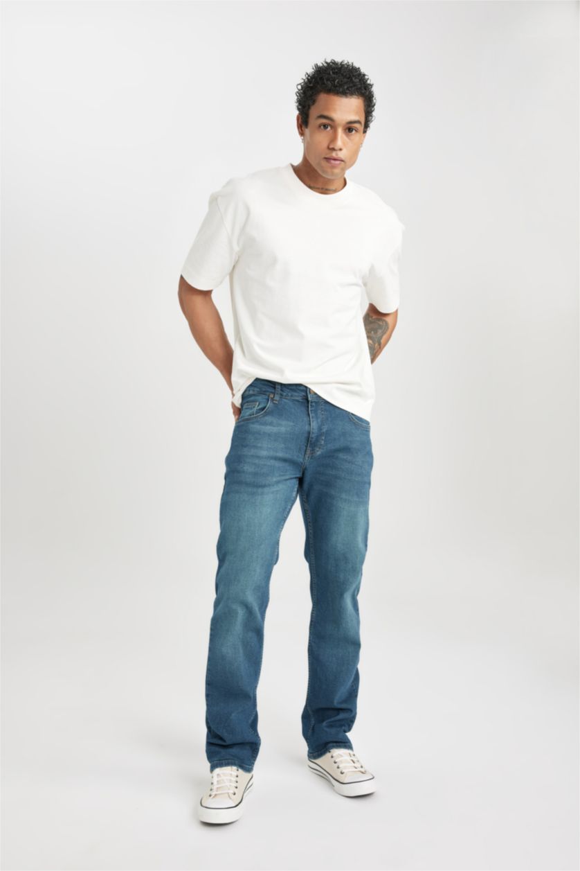 HOMME Vert Foncé Pantalon Jean coupe régulière Sergio Jambe Droite Taille Normale