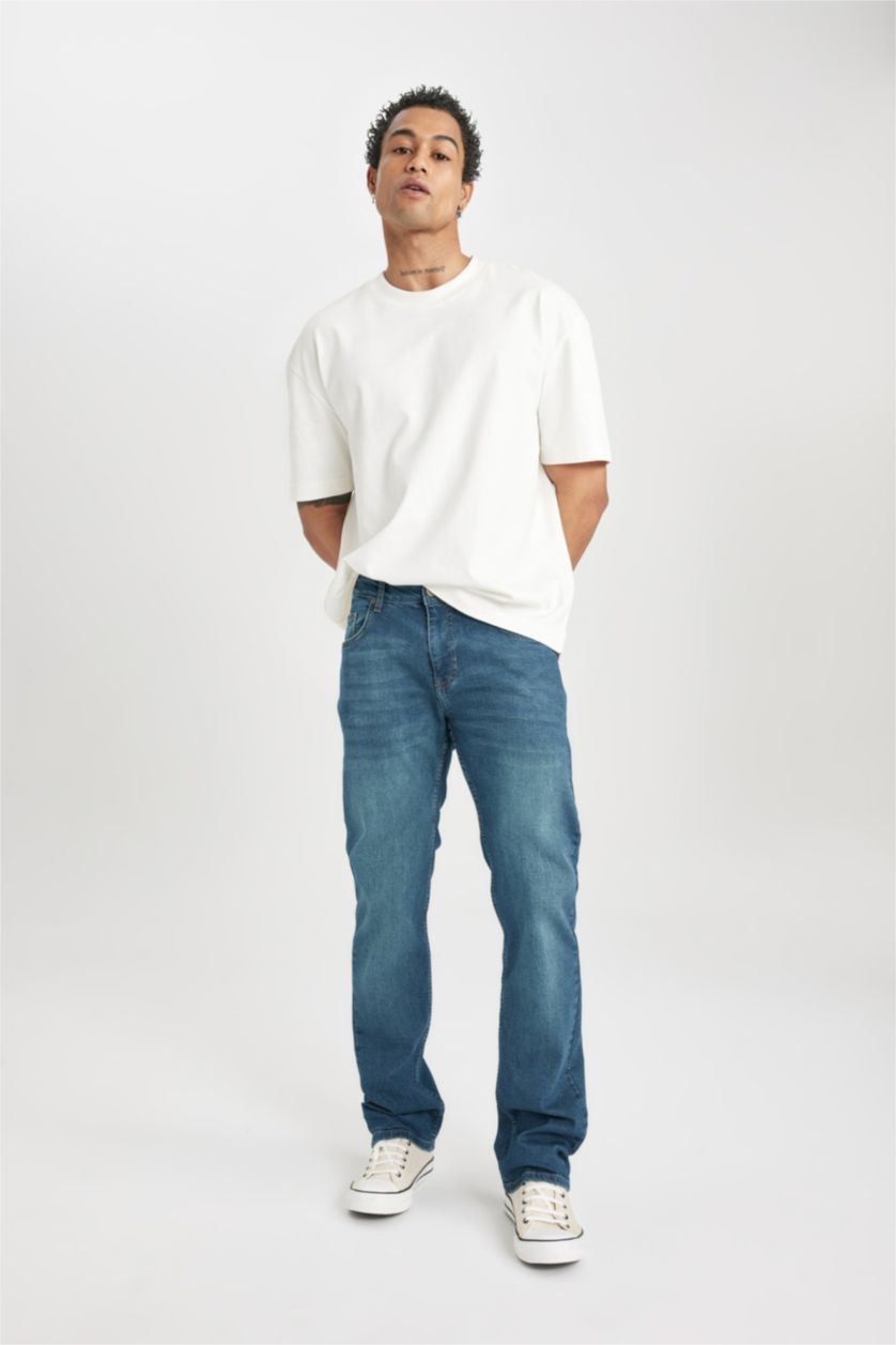 HOMME Vert Foncé Pantalon Jean coupe régulière Sergio Jambe Droite Taille Normale