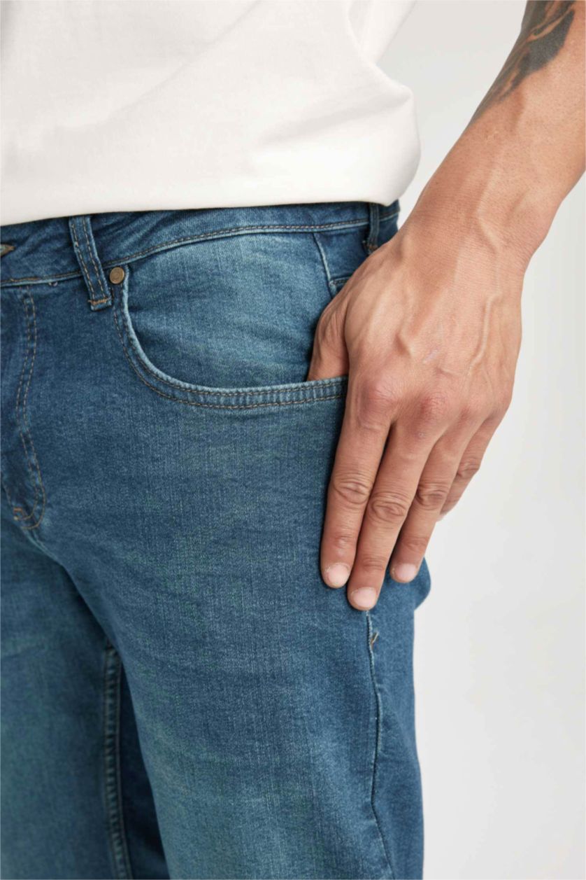HOMME Vert Foncé Pantalon Jean coupe régulière Sergio Jambe Droite Taille Normale