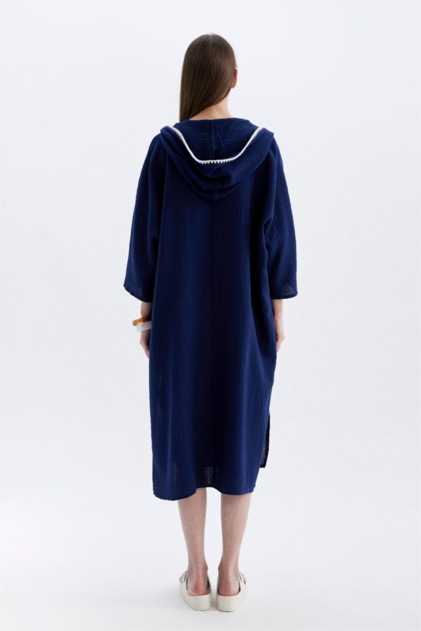 Woman NAVY Fall in Love V-Neck Cotton Beach Dress