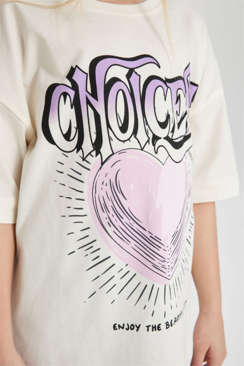 بناتي بيج فاتح تيشيرت أوفر سايز بناتي نص كم