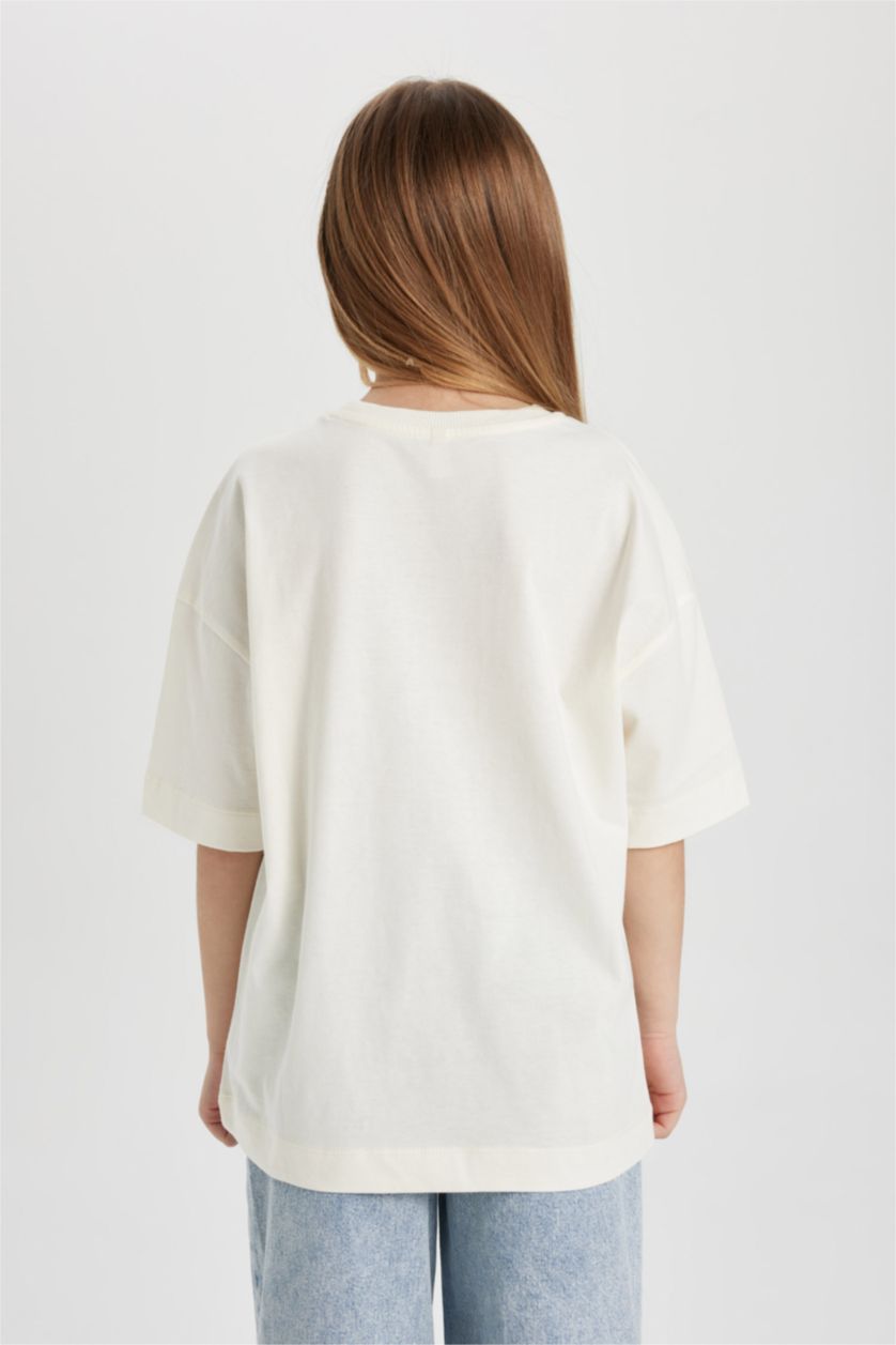 بناتي بيج فاتح تيشيرت أوفر سايز بناتي نص كم