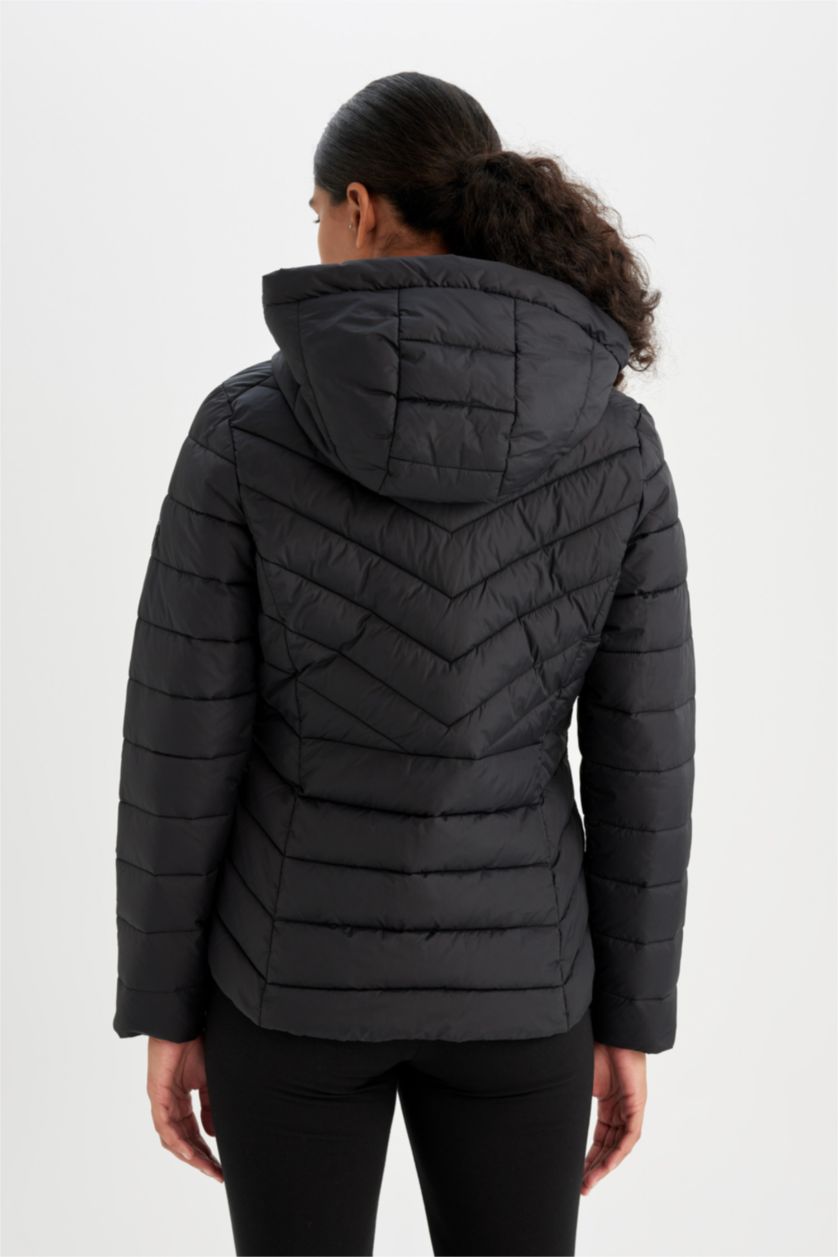 WOMAN Black DeFactoFit Waterproof Regular Fit Hooded Jacket