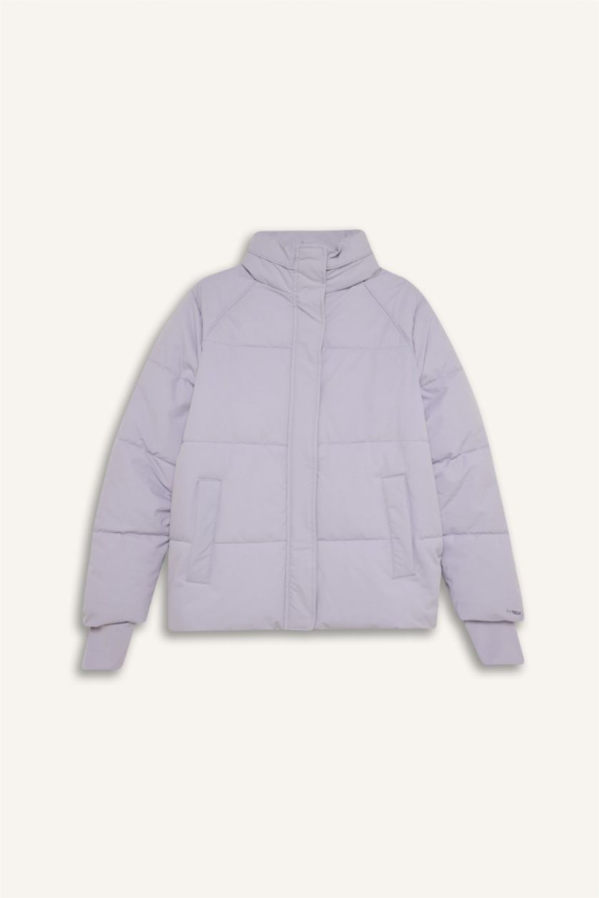 WOMAN Lilac DeFactoFit Stand Collar Waterproof Windproof Warm Puffer Jacket