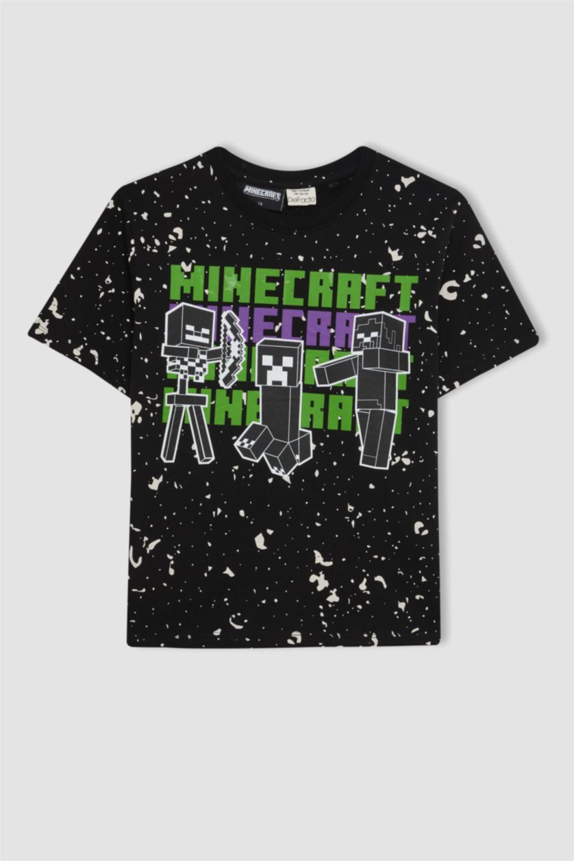 Boys & Teens Black Boy Minecraft T-Shirt Shorts 2 Piece Set