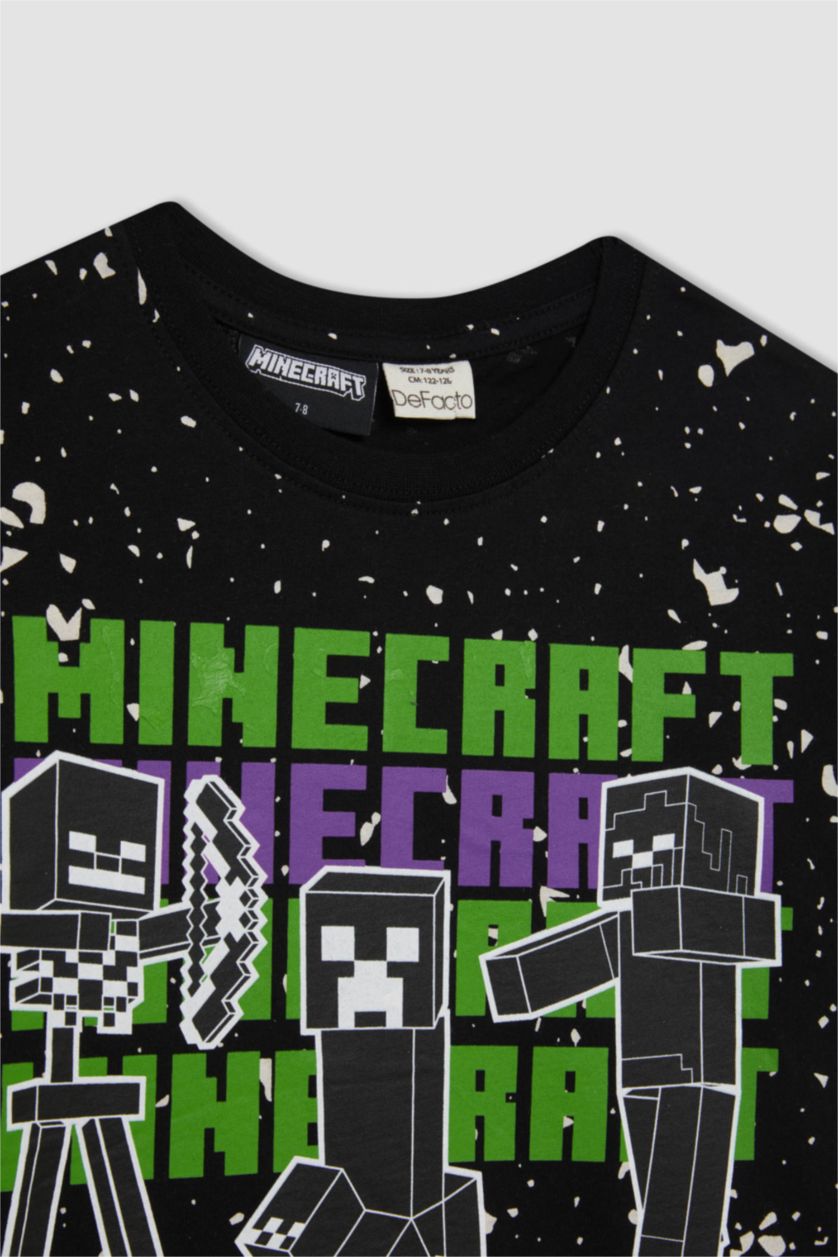 Boys & Teens Black Boy Minecraft T-Shirt Shorts 2 Piece Set