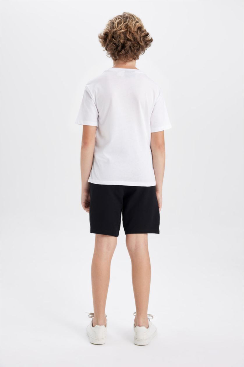 Boys & Teens White Boy Minecraft Short Sleeve T-Shirt Shorts 2 Piece Set