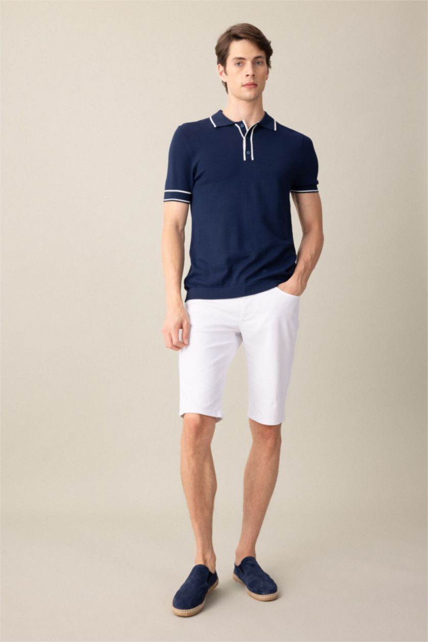 MAN NAVY Slim Fit Short Sleeve Knit Polo Shirt
