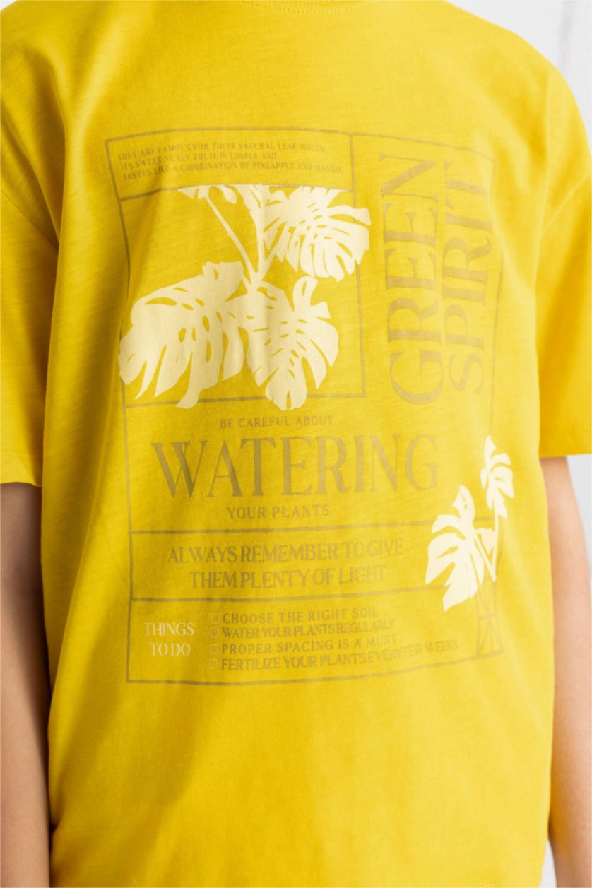 أولاد أصفر تيشيرت نص ردن ولادي مطبوع اوفر سايز