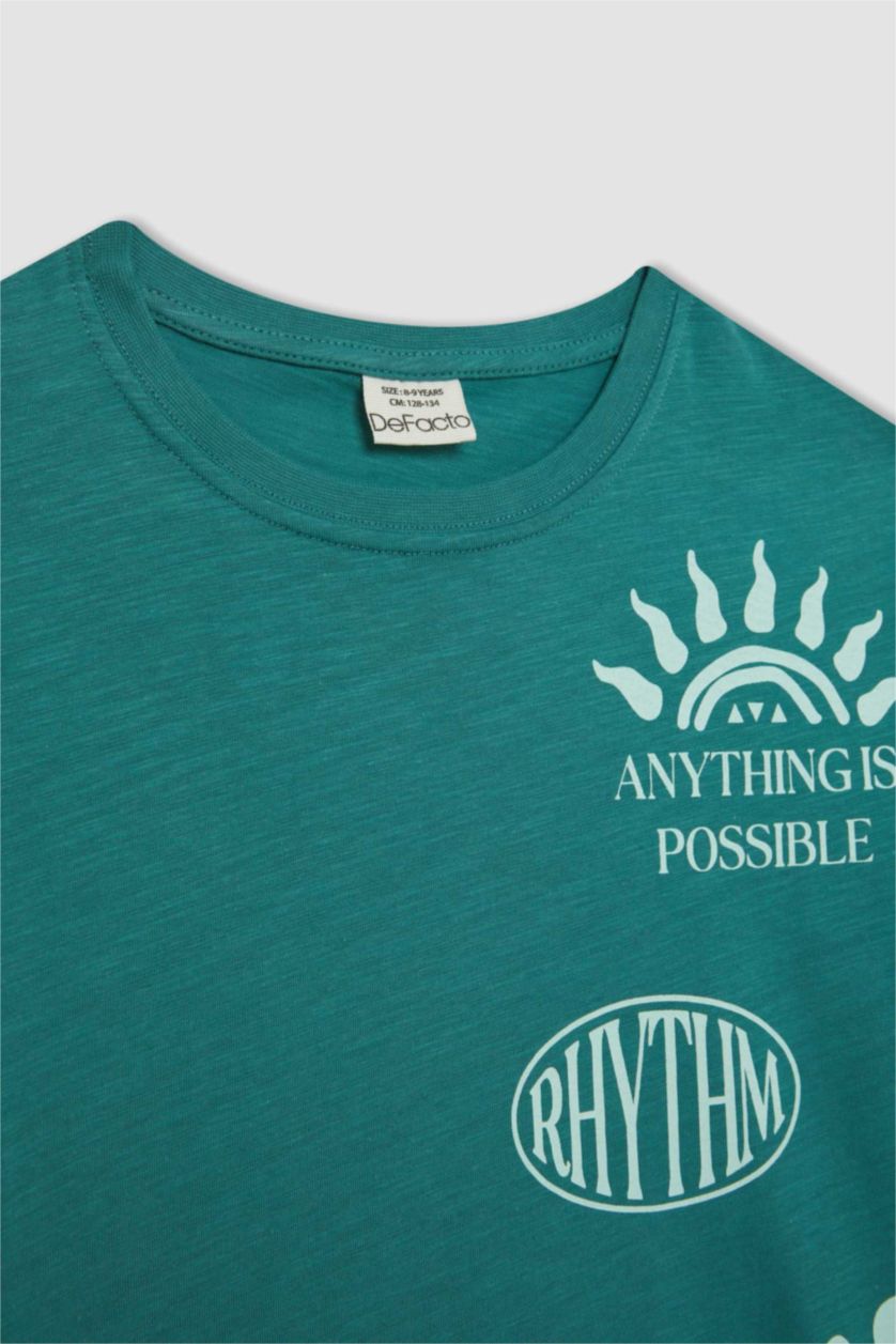 أولاد أخضر تيشيرت نص ردن ولادي اوفر سايز بياخة مستديرة