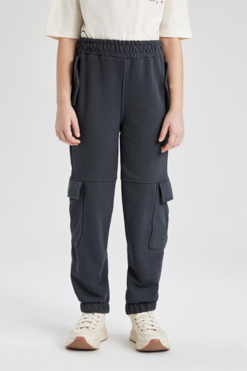 FILLES Anthracite Pantalon de Jogging avec poches cargo, taille et poignets élastiqués pour Fille
