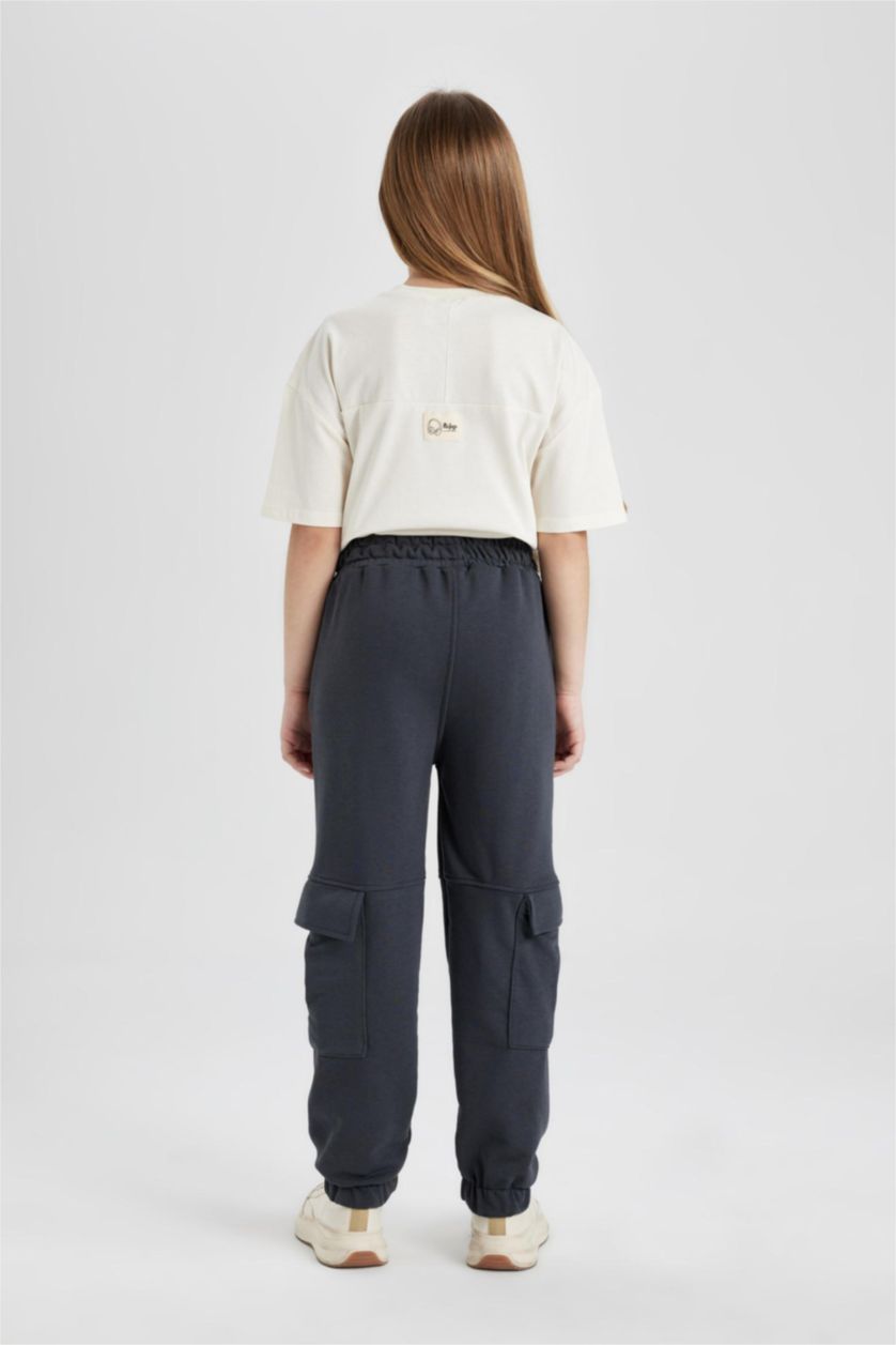 FILLES Anthracite Pantalon de Jogging avec poches cargo, taille et poignets élastiqués pour Fille