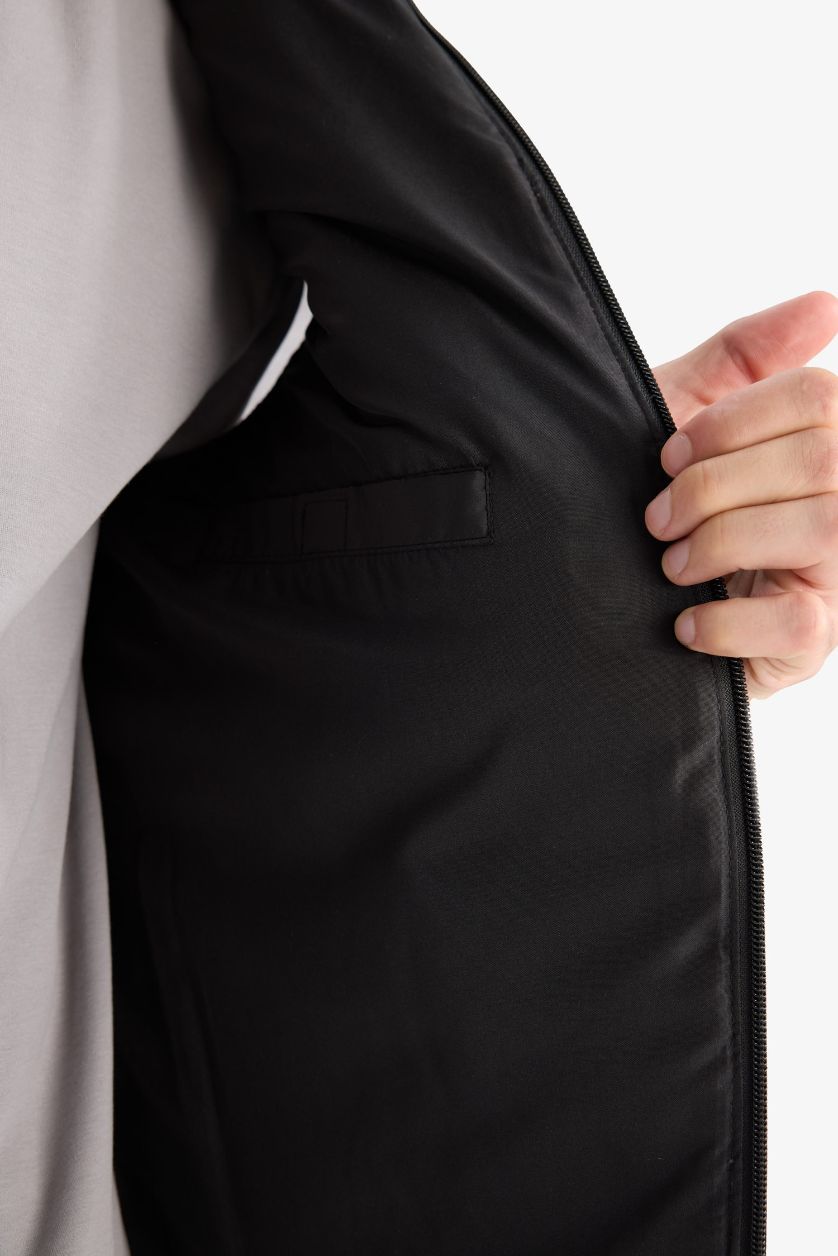 رجالي أسود يلك نفخ سليم فيت بغطاء للرأس بسحاب