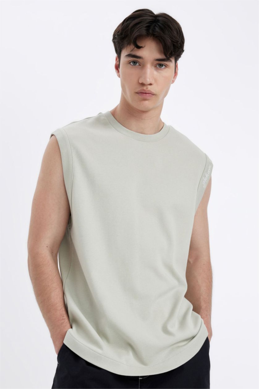رجالي كاكي فاتح تانك توب أوفر سايز
