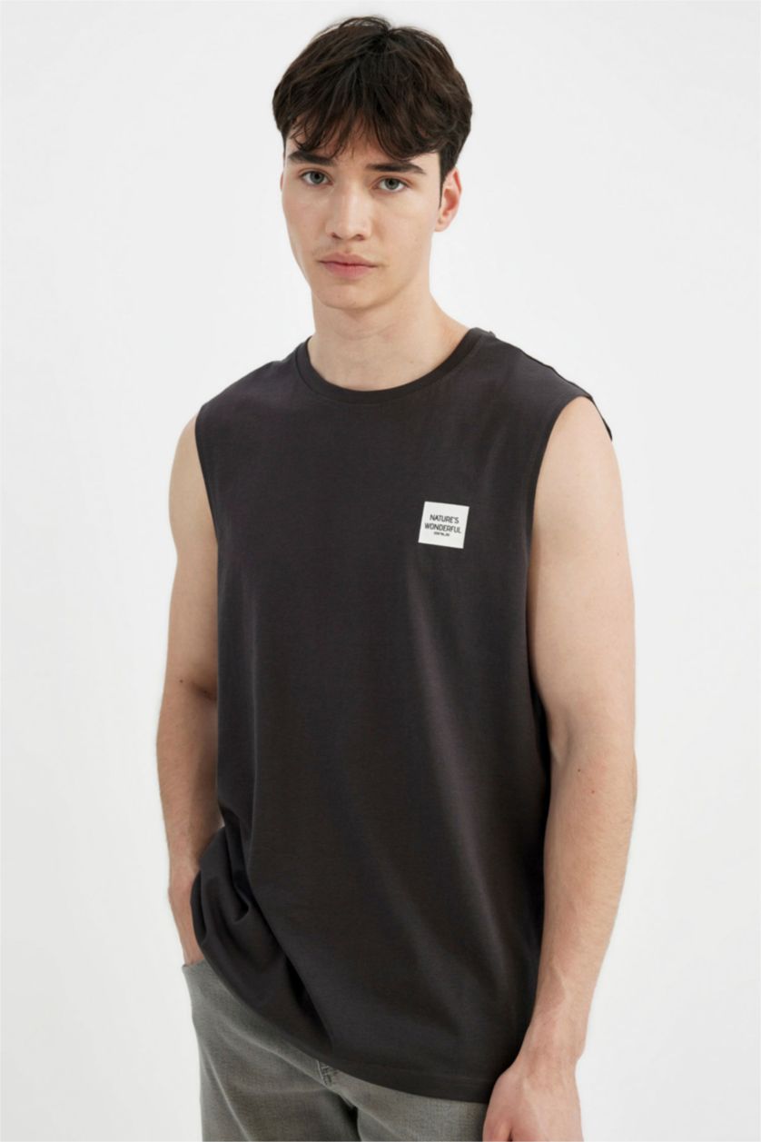 رجال أنثرا ديباردور مطبوع قصة عادية برقبة مستديرة