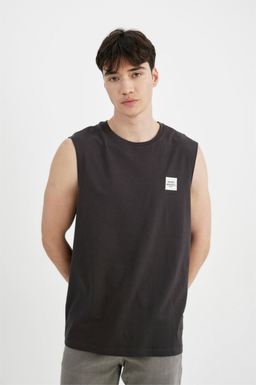 رجال أنثرا ديباردور مطبوع قصة عادية برقبة مستديرة