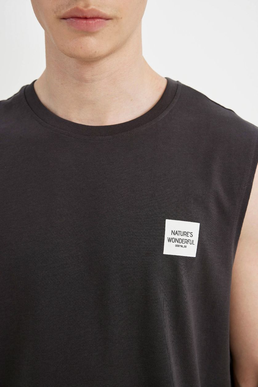 رجال أنثرا ديباردور مطبوع قصة عادية برقبة مستديرة