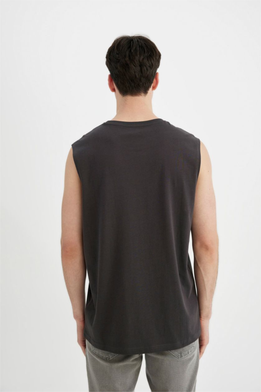 رجال أنثرا ديباردور مطبوع قصة عادية برقبة مستديرة