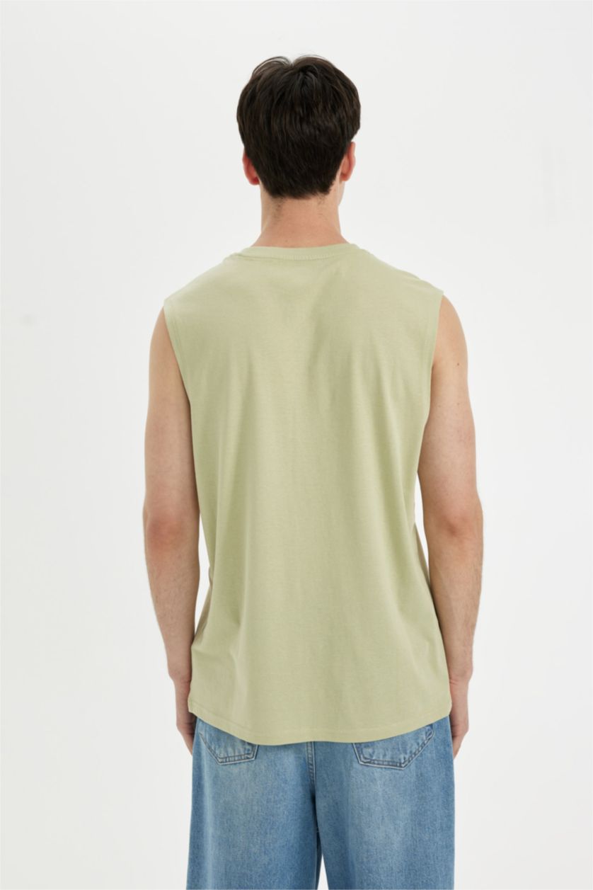 رجال أخضر فاتح ديباردور مطبوع قصة عادية برقبة مستديرة