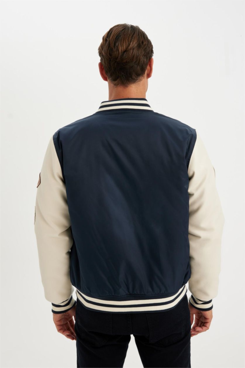 MAN NAVY Oversize Fit College Collar Bomber Jacket