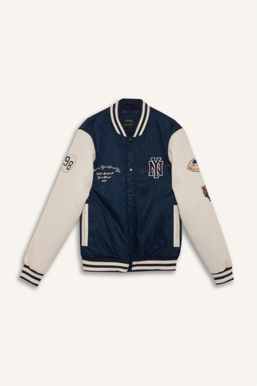 MAN NAVY Oversize Fit College Collar Bomber Jacket