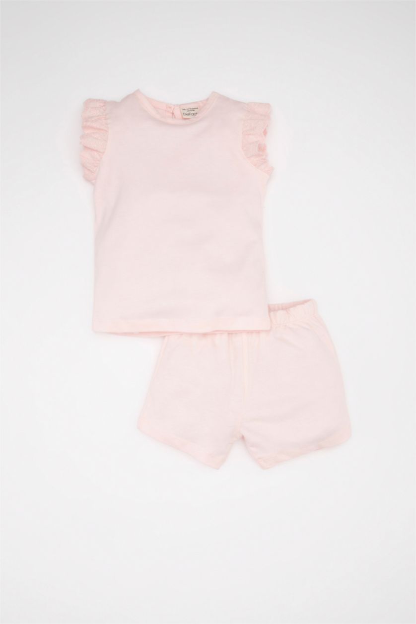 BABY GIRL Pink Baby Girl Short Sleeve Cotton 2 Piece Pajama Set