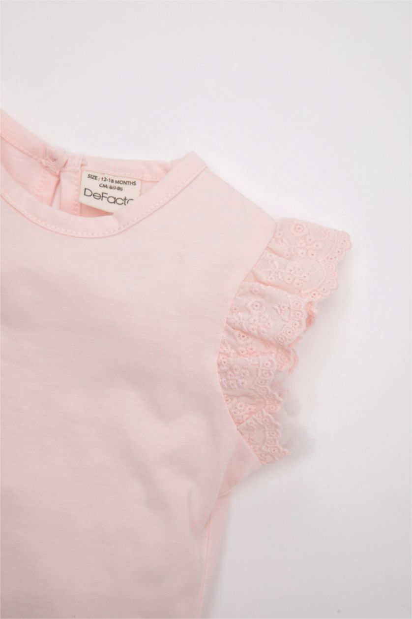 BABY GIRL Pink Baby Girl Short Sleeve Cotton 2 Piece Pajama Set