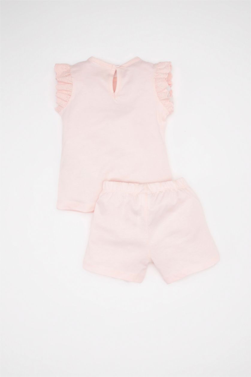 BABY GIRL Pink Baby Girl Short Sleeve Cotton 2 Piece Pajama Set