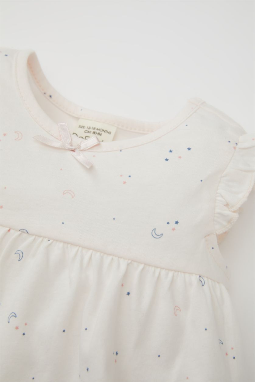 Kız Bebek Açık Pembe Yıldız Desenli Penye Pijama Takımı Kız Bebek