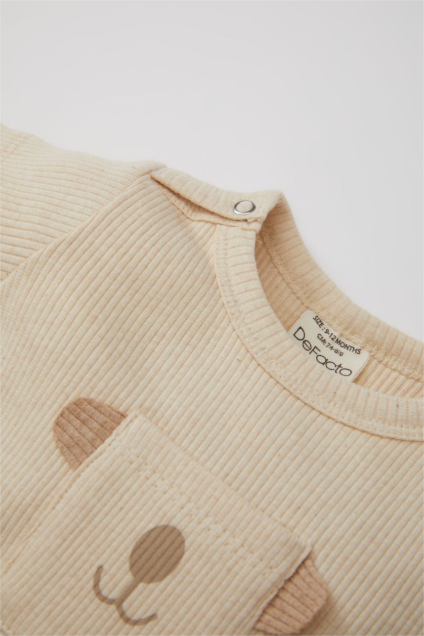 طفلة صغيرة ميلانج بيج طقم بيبي اولادي مضلع قصة عادية - 3 قطع