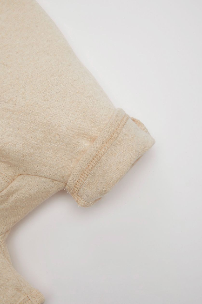 Kız Bebek Bej Melanj Kısa Kollu Tulum Kız Bebek Yenidoğan